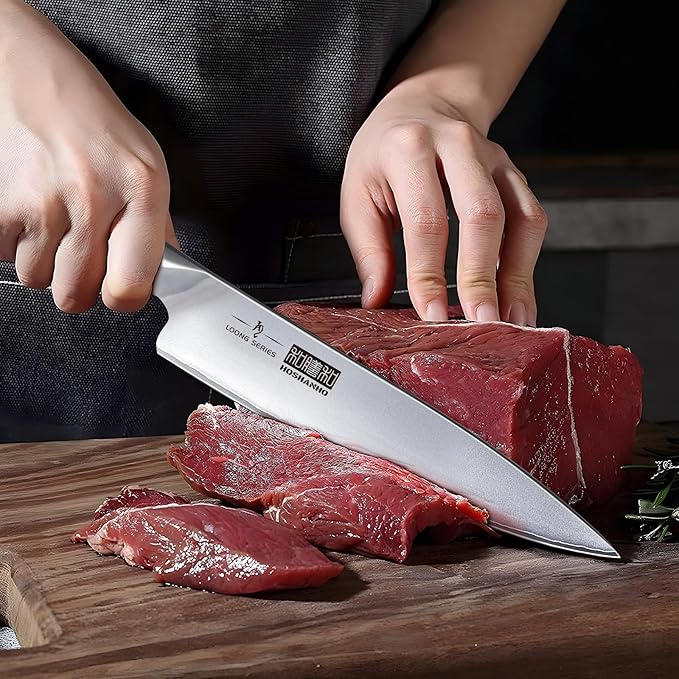 8-Piece Kitchen Knife Set, Japanese High Carbon Super Steel Knife Sets with Block, Professional Ultra Sharp Chef Knife Set with Scissors