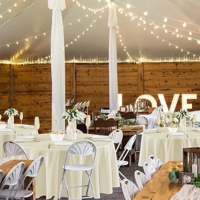 Fitable 8 Pack Round Tablecloths: Stain Resistant Wrinkle Free Circle Table Clothes, Washable Reusable Polyester Table Covers for Wedding Party Birthday Banquet Reception(Ivory, 70 Inch)