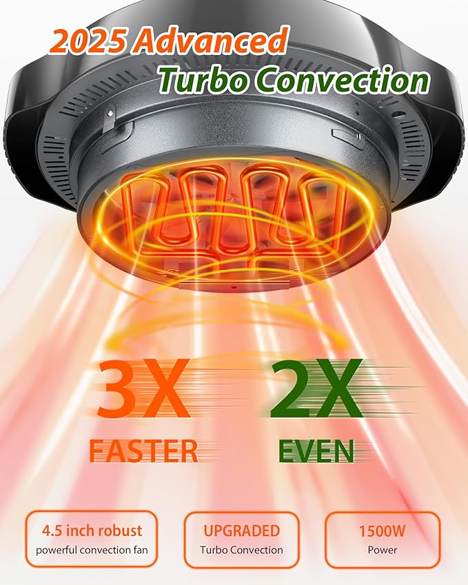 Nuwave Oven Pro Plus Air Fryer, Infra-Red Countertop, 2025 Advanced Convection, No Defrosting or Preheating, Cook Fresh or Frozen, Durable Power Dome, 100 Presets & 50 Memory, PFAS Free, Black