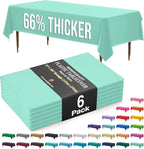 Exquisite 66% Thicker Premium Plastic Table Cloth Rectangle Table Cover 0.5 Mil 6 Pack Mint Table Cloth 54 Inch x 108 Inch Disposable Tablecloth Won't Tear Easily Like Cheap Thin Brands