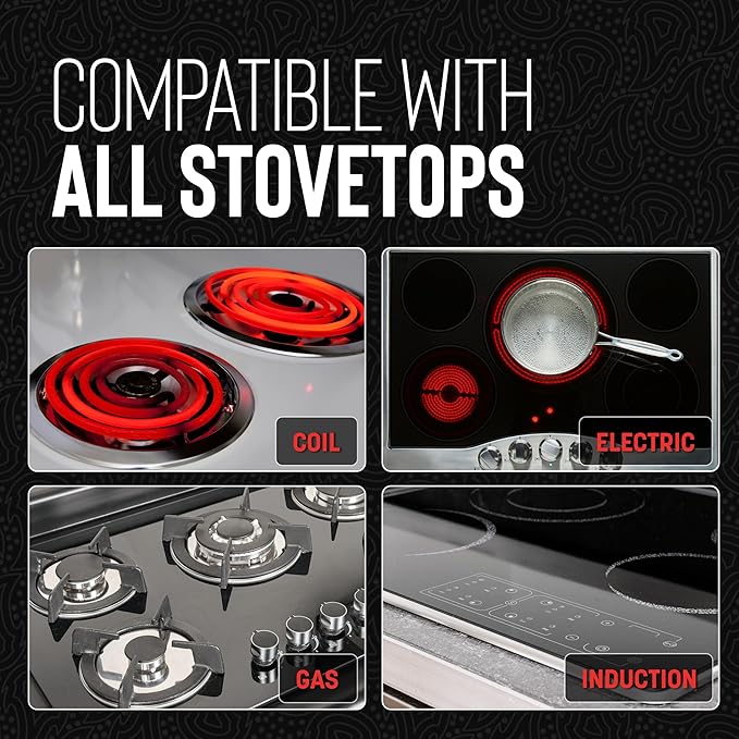 Hell's Kitchen Hybrid 2.5 Qt Saucepan and lid, Tri-Clad Stainless Steel and Nonstick Ceramic, PFAS Free, no PFOA, no PTFE, no Teflon, Non Toxic Cookware, Metal Utensil Safe, All Cooktops and Oven Safe