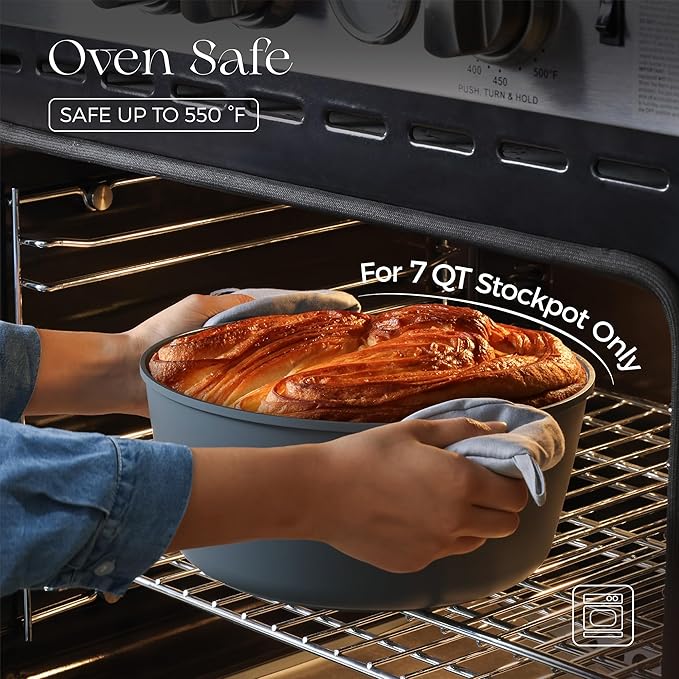 PRICUSIS Ceramic Pots and Pans Set Nonstick, 21Pcs Nontoxic Induction Cookware Set, 100% Dishwasher Safe, Stay Cool Handle, Fully Coated, PTFE PFOA & PFAS Free (Blueberry Gray）