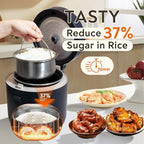 Low Carb Sugar Rice Cooker 2 Cups Uncooked and 4 Cups of Regular Cooking Small Carb Reducing Maker Rice and Grain Multi-Cooker with Stainless Steel and Nonstick Inner Pot