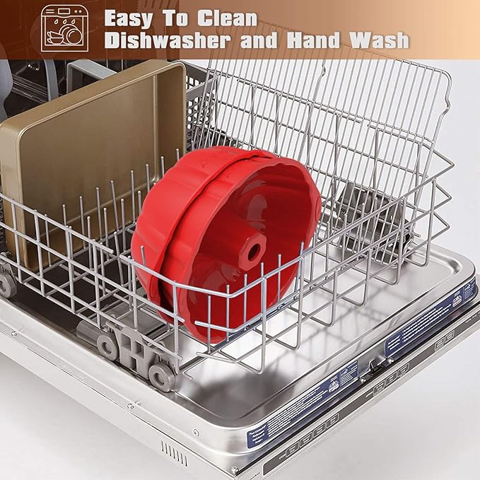 SILIVO 8 inch Silicone Bundt Cake Pans (2 Pack) - 6 Cup Nonstick Silicone Bundt Pans for Jello, Monkey Bread and Bundt Cake