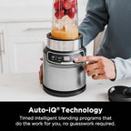 Ninja | Blender | Nutri Pro | Single Serve | For Smoothies, Salsa, Shakes and Frozen Drinks | Includes 2 Smoothie Cups & Lids | Crushes Ice, Fruit & Veggies |Silver | BN401