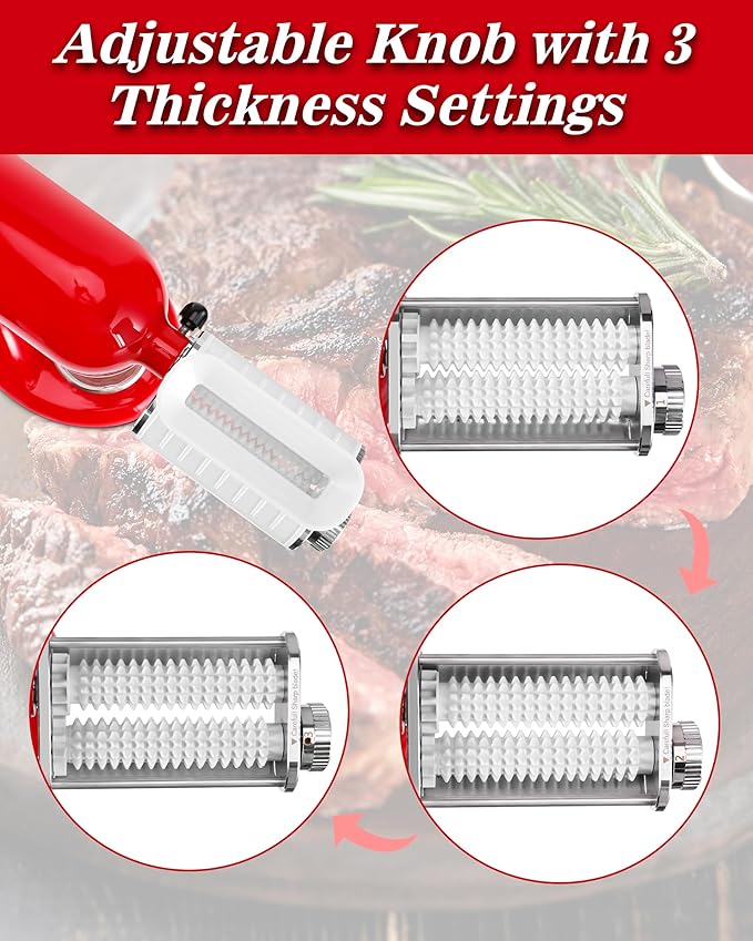 Meat Tenderizer Attachment for KitchenAid, Tenderizer Machine for Kitchen aid & Cuisinart SM50 Stand Mixers, Meat Tenderizer Tool, All Parts Dishwasher Safe