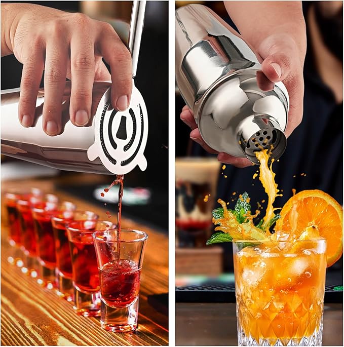 13-Piece Bartender Kit Bar Tool Set – Boston Cocktail Shaker Set with Muddler,Strainer,Jigger,Spoon–Home Bar Accessories and Drink Mixer Gift for Bartesian,Housewarming, Bar Cart Decor