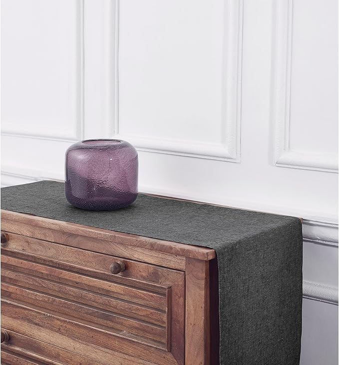 Solino Home Linen Table Runner 48 Inches - 100% Pure Linen Charcoal Grey Table Runner 14 x 48 Inch Ideal for Dresser and Coffee Tables - Athena - Halloween