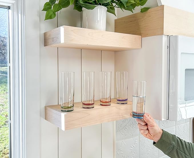 Red Co. Set of 6 Collins Slim Tall Highball 10 Fl Oz Water Beverage Glasses with Multicolor Bottoms