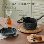 Ceramic Cookware Set 22 Piece Nonstick Pots and Pans Set Non Stick Kitchen Cooking Sets 8"Frying Pans with Lid,Black Granite Non-Toxic Induction Kitchen Cookware w/Glass Lids PFOS/PFOA-Free