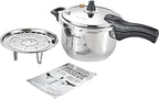 Stainless Steel Pressure Cooker with Steamer Basket, Faster Cooking and Safety Pressure Release (9-Liter)