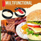 Nonstick Egg Rings Set with Silicone Handle, 6 Pcs Stainless Steel Egg Cooking Rings for Breakfast, Sandwich, Muffins with Oil Brush, Separator, 5 Shapes