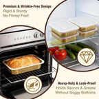 Aluminum Foil Pan with Lids,Heavy Duty Aluminum Pan, Disposable Aluminum Pans,Gold Foil Pans, Deep Container for Heating, Baking, Cooking,BBQs,Parties,Storing,Catering(74.4oz 15 Pack w/Lids)
