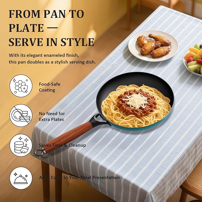 YUTANN Nonstick Frying Pan Set, 8" 10" 12" Ceramic Frying Pans, Pre-seasoned Cast Iron Pan Cookware Set with Removable Handle, Dishwasher Safe, Free of PFAS & PFOA, Compatible with All Stovetops