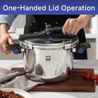 8QT Stainless Steel Pressure Cooker, Olla de presion, Cooking Pressure Cooker, Compatible with Induction and Gas Stovetops, Dishwasher Safe, One-Hand Opening Design
