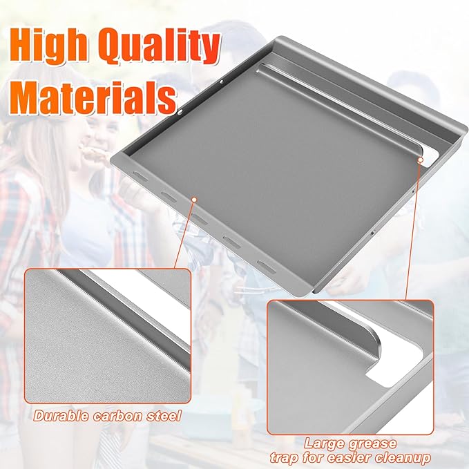 Hisencn 19.8" x 19.3" Griddle Inserts for Char-Griller 5050, 3001, 5650, 3030, 3725, King Griller 3008, 5252 – Nonstick Cast Iron Flat Top Griddle Replacement for Chargriller Grill Grates