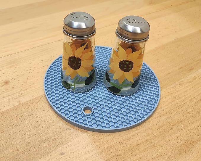 Hand Painted Salt and Pepper Shaker Set with S and P Stainless Lids (2, Sunflowers)