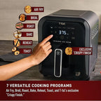 T-fal Infrared Air Fryer, 2x Faster Than Traditional Heating*, Large Air Fryer Toaster Oven Combo, 6 Qt Digital Touch Screen, 7-in-1 Cooking Functions, No-Shake Technology, 1550W, Black,