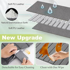 Stone Drying Mat for Kitchen Counter Collapsible, Stain-Defying PU Leather, Absorbent Diatomaceous Earth Bath Mat Quick Dry, Foldable Large Stone Dish Drying Mat for Countertop 23" x 15.3"