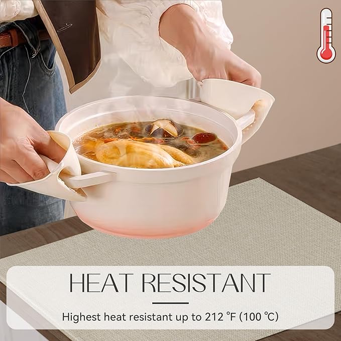 Romanstile Cloth Placemats Set of 4-12 x 18 Inch, Heat Resistant Double Layered Thickened Burlap Place Mats, Washable Faux Linen Farmhouse Table Mats for Kitchen/Dining/Party/Outdoor, Beige