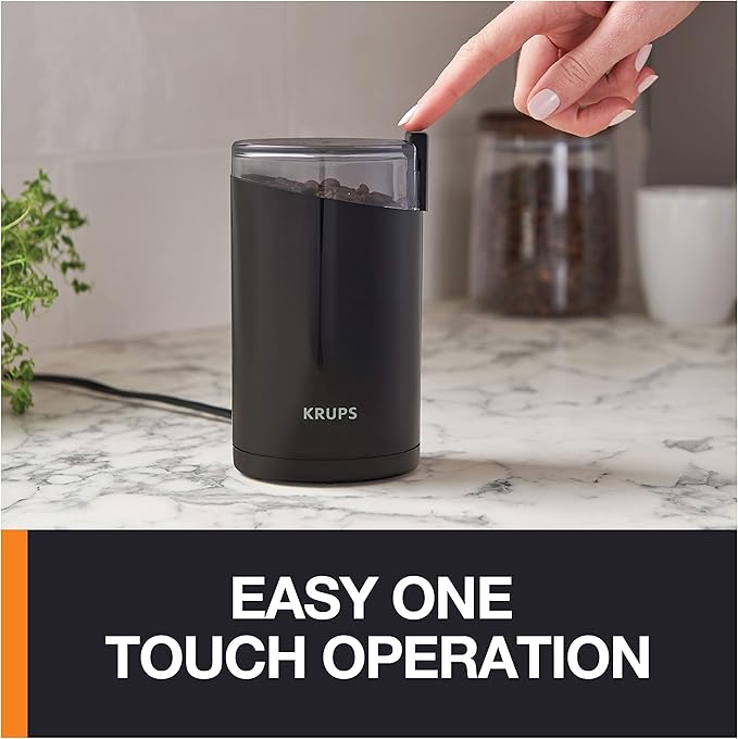 KRUPS Precision Electric Coffee Grinders, 3 oz Capacity, 200W Motor, Stainless Steel Blades for Uniform Grinding of Beans, Herb and Nuts, Coffee and Spice Grinder Electric, (Black)