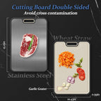 Stainless Steel Cutting Board, Double Sided Steel Cutting Boards for Kitchen, Stainless Steel/Wheat Straw Food-Grade Large Board for Meat, Non Toxic Cutting Board 15”×10“