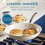 Rachael Ray Cucina Ceramic Nonstick Frying Pan/Skillet, 12.5 Inch Non Stick Open Fry Pan, Dishwasher Safe - Almond