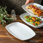 fMBB White Rectangular Plate Set, Ceramic Large Serving Platters, 12 Inch Dessert Trays for Party, Entertaining, Food, Appetizers, Dishwasher and Oven Safe Salad Dishes Set of 4