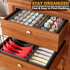 SpaceAid Underwear Drawer Organizer, 4 Pack Dresser Organizer Bins for Nursery, Closet Organization and Storage with Dividers for Baby Clothes Socks Bra Ties Scarf (Grey)