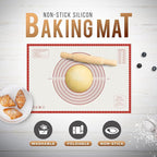 36 * 24 inches Red, Non-Slip Silicone Baking Sheets - Baking Mat with 0.7mm Thickness - Non-Stick Pastry & Cookie Mat for Kitchen Counter for Rolling Out Dough with Measurements.
