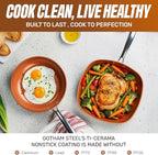 GOTHAM STEEL 20 Pc Ceramic Cookware Set, Copper Pots and Pans Set Non Stick with Bakeware, Cooking Utensils, and Steamer, Oven and Dishwasher Safe