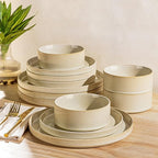 TheTerra Ceramic Dinnerware Sets for 4, 12 Pieces Porcelain Lightweight Speckled Plates and Bowls Sets, Scratch Resistant Dish Set, Oven & Microwave & Dishwasher Safe