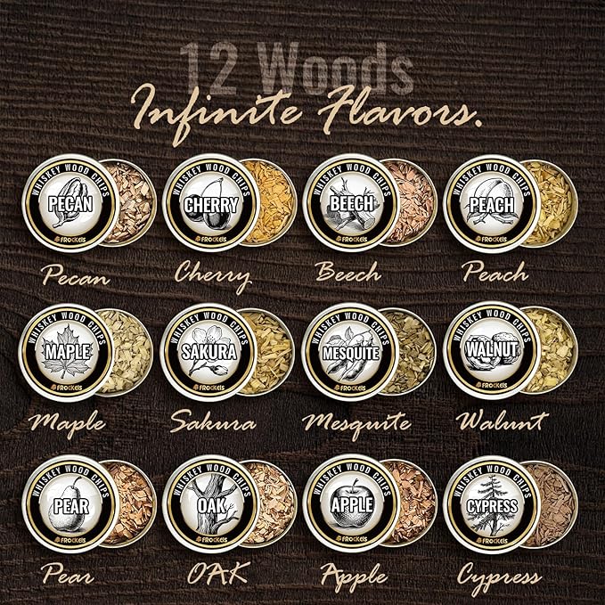 Cocktail Smoker Kit for Drinks with Torch, 22PCS Whiskey Smoker Gift Set, 12 Wood Chip Flavors, Ice Mold, Stone Cubes & Accessories for Home Bar (No Butane)