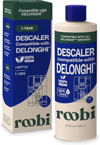 DeLonghi Compatible Descaling Solution. Clean & Descale your DeLonghi Coffee Maker. Single Bottle. Eco-Friendly Concentrated Formula. Carbon Neutral Cleaner Descaler Solution