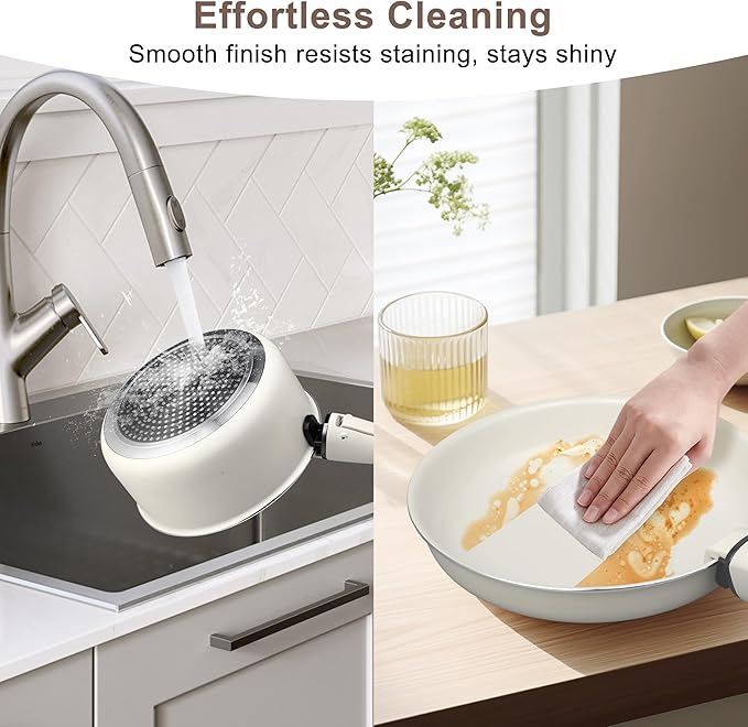 13Pcs Nonstick Cookware Set, Aluminum Nonstick Pots and Pans with Lids & Detachable Handle, Non-toxic Healthy Kitchen Cooking Sets, PFAS and PFOA Free