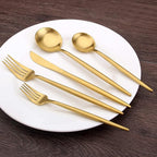 Matte Gold Silverware Set, SHARECOOK 30-Piece Stainless Steel Satin Finish Flatware Set Service for 6, Kitchen Utensil Set, Tableware Cutlery Set for Home and Restaurant…