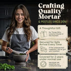 ChefSofi Mortar and Pestle Set - Black Polished Exterior - 1.5 Cup Capacity