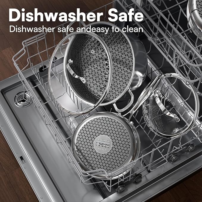 15-Piece 5 Ply Stainless Steel Cookware Set with Lids, Pots and Pans Set Non Stick, Non-Toxic, for Induction, Oven, Dishwasher Safe, RV Essentials, Kitchen Appliances