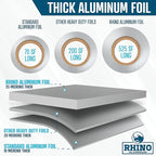 Rhino Aluminum Foil Heavy Duty 18 x 525 sf - (Pack of 4) Foil Aluminum Roll, 25 Microns Thick - Commercial Grade & Extra Thick, Strong Enough for Food Service Industry