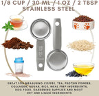 1/8 Cup Stainless Steel Measuring Cup | Sturdy Metal 30 ml | 30 cc | 1 oz | Single Cup for Wet and Dry Ingredients | Great for use as 1/8 Cup Coffee Scoop - 1 PK