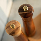 Salt and Pepper Grinder Set with Tray, Adjustable Ceramic Grinder Salt Mill, Stainless Steel Grinder Pepper Mill, Acacia Wood, 32 cm / 12 inch Height, Bottom Dia 6 cm (Tray is Included)