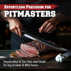 Kitchen perfection 12" Handmade Brisket Knife, Meat Cutting Carving & Slicing BBQ Knife For Men – Insanely Sharp San Mai Steel, W/Canvas Sheath Premium Ergonomic Handle, Best Grilling Gifts for Men