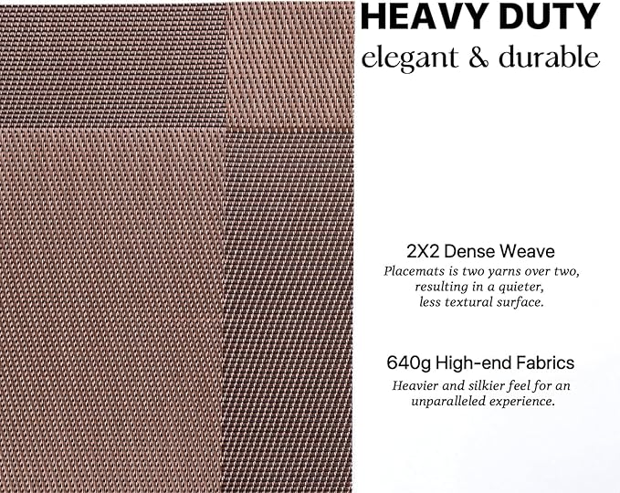 LEXMORE PlaceMats Set of 12 Vinyl/Plastic Woven Place Mats for Kitchen Table Indoor/Outdoor Washable PlaceMat Wipeable Dining Table Mats(Brown Cube)