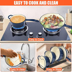 QuliMetal Nonstick Enameled Cast Iron Cookware Set, Frying Pan Skillet- 7-Pcs Pots and Pans with Lid, Healthy Round Dutch Oven Pot for Sourdough Bread Baking, Oven Safe up to 500° F or on All Stovetop