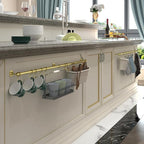 ROTHLEY Stainless Steel Pot and Pan Hanger - 39.4 Inch Wall Mounted Hanging Pots and Pans Rack for Kitchen Wall Rail with Hooks (Brass)