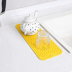Silicone Dish Drying Mat for Multiple Usage,Easy clean,Eco-friendly,Heat-resistant Silicone Mat for Kitchen Counter,Sink,Bar,Bottle,or Cup Yellow M 17 inches x 6 inches