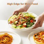 Jassceram 10.5 Inch Dinner Plates, Ceramic Flat Plates for Dining and Kitchen, High Edge Modern Plates - Microwave, Oven and Dishwasher Safe, Scratch Resistant and Lead-free, Set of 6, White