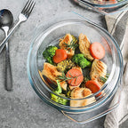 Clear Round Glass Casserole Dish With Lid Non-Plastic Lidded Casseroles Easy Grab Glass Cooking Bowls with Glass Lid, Microwave, Oven, Freezer, and Dishwasher Safe (1.5L)