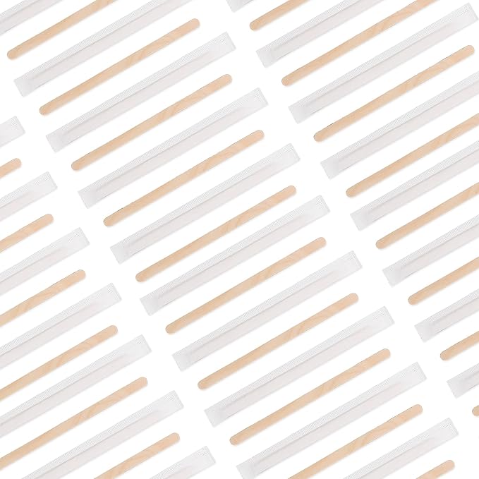7 Inch 1000 Pcs Individually Wrapped Coffee Stirrers, Paper Wrapped Coffee Stir Sticks, Wrapped Stir Sticks, Tea and Hot Chocolate Gifts