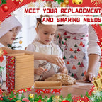 100 Sets Christmas Paper Loaf Pans Mini Disposable Baking Bread Pans with 100 Pcs Clear Bread Bags with Ties Rectangle Loaf Molds for Cake Oven Baker(5.9 x 2.6 x 2 Inches)